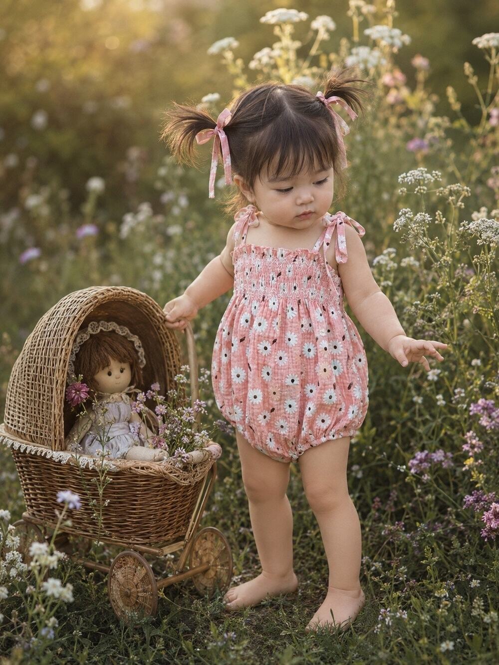 New Darling Daisy Print Gauzy Muslin Playsuit Romper 18-24mths
